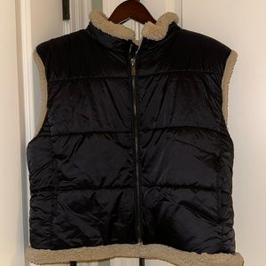 Black Womens Vest with tan lining size large.